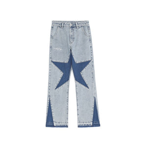 DRIPORA® Blue Streetwear Star Print Pants