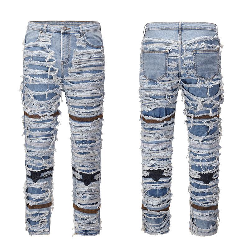 DRIPORA® Ripped Distressed Retro Jeans